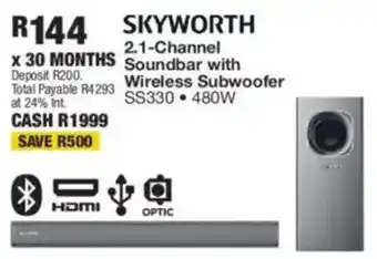 OK Furniture SKYWORTH 2.1-Channel Soundbar with Wireless Subwoofer offer
