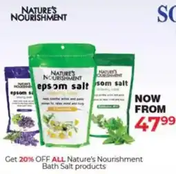 Dis-Chem Nature's Nourishment Bath Salt products offer