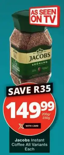 Checkers Jacobs Instant Coffee All Variants offer