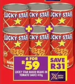 Shoprite LUCKY STAR BAKED BEANS IN TOMATO SAUCE 410g offer