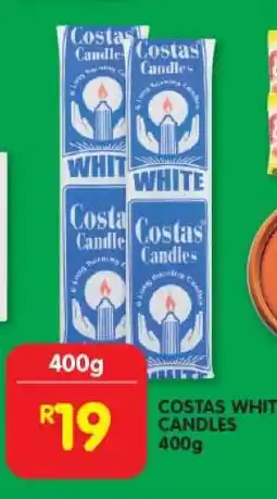 Shoprite COSTAS WHITE CANDLES 400g offer