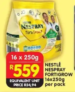 Shoprite NESTLÉ NESPRAY FORTIGROW 16x250g per pack offer
