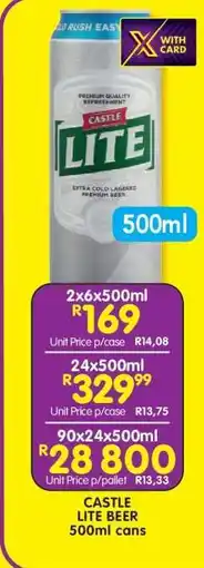 Shoprite CASTLE LITE BEER 500ml cans offer