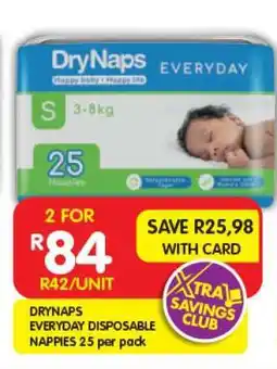 Shoprite DRYNAPS EVERYDAY DISPOSABLE NAPPIES 25 per pack offer