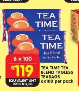 Shoprite TEA TIME TEA BLEND TAGLESS TEABAGS offer