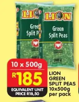 Shoprite LION GREEN SPLIT PEAS 10x500g per pack offer