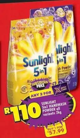 Shoprite SUNLIGHT 5in1 HANDWASH POWDER all variants 2kg offer