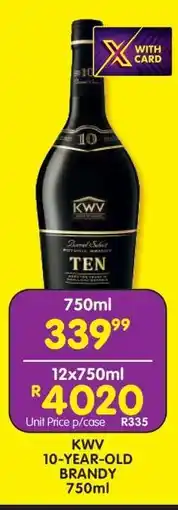 Shoprite KWV 10-YEAR-OLD BRANDY 750ml offer