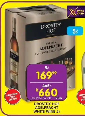 Shoprite DROSTDY HOF ADELPRACHT WHITE WINE 5ℓ offer
