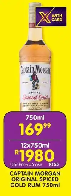 Shoprite CAPTAIN MORGAN ORIGINAL SPICED GOLD RUM 750ml offer