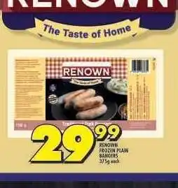 Shoprite RENOWN FROZEN PLAIN BANGERS offer