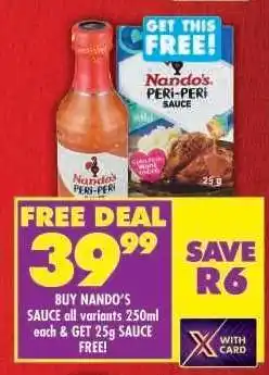 Shoprite Nando's Sauce all variants 250ml offer