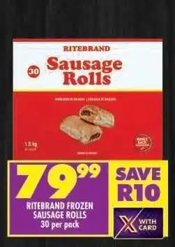 Shoprite RITEBRAND FROZEN SAUSAGE ROLLS 30 per pack offer