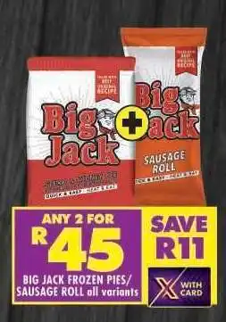 Shoprite Big Jack Frozen Pies/Sausage Roll all variants offer