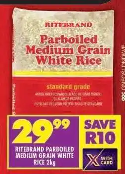 Shoprite RITEBRAND PARBOILED MEDIUM GRAIN WHITE RICE 2kg offer