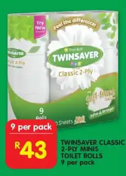 Shoprite TWINSAVER CLASSIC 2-PLY MINIS TOILET ROLLS offer
