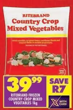 Shoprite RITEBRAND FROZEN COUNTRY CROP MIXED VEGETABLES 1kg offer