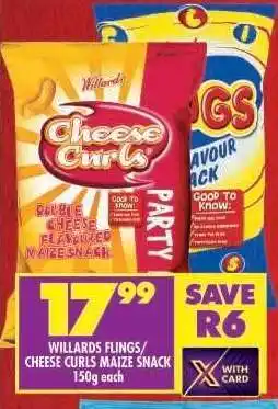 Shoprite Willards Flings/Cheese Curls Maize Snack offer