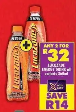 Shoprite LUCOZADE ENERGY DRINK all variants 360ml offer