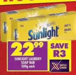 Shoprite Sunlight Laundry Soap Bar-500g Each offer