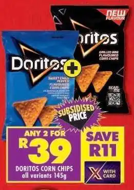 Shoprite DORITOS CORN CHIPS all variants 145g offer