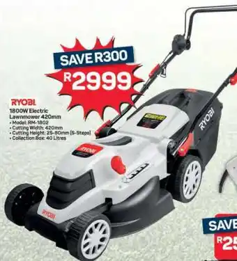 Pick n Pay Hypermarket RYOBI 1800W Electric Lawnmower 420mm offer