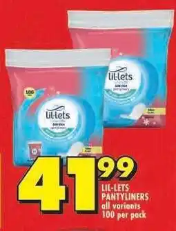 Shoprite LIL-LETS PANTYLINERS offer