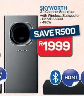 Pick n Pay Hypermarket SKYWORTH 2.1 Channel Soundbar with Wireless Subwoofer offer