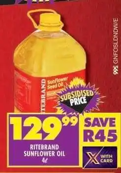Shoprite RITEBRAND SUNFLOWER OIL 4ℓ offer