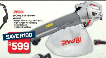 Pick n Pay Hypermarket RYOBI 3000W 3-in-1 Blower Vacuum offer