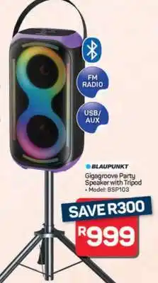 Pick n Pay Hypermarket Blaupunkt Gigagroove Party Speaker with Tripod offer