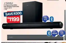 Pick n Pay Hypermarket SANSUI 2.1 Channel Soundbar with Wireless Subwoofer offer