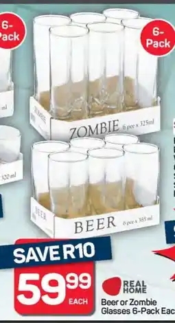 Pick n Pay Hypermarket Beer or Zombie Glasses 6-Pack offer