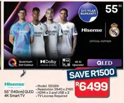Pick n Pay Hypermarket Hisense 55'' (140cm) QLED 4K Smart TV offer