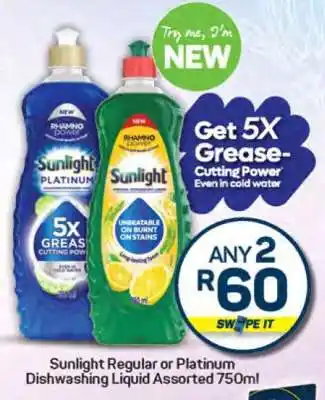 Pick n Pay Sunlight Regular or Platinum Dishwashing Liquid Assorted 750ml offer