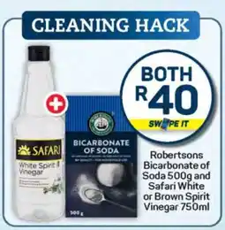 Pick n Pay Robertsons Bicarbonate of Soda 500g and Safari White or Brown Spirit Vinegar 750ml offer
