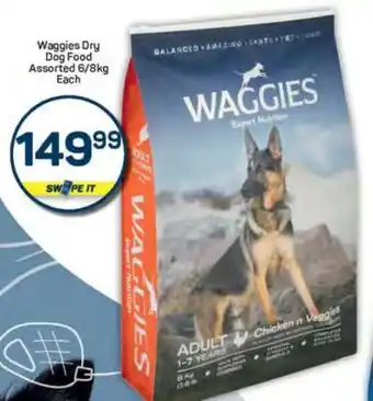 Pick n Pay Waggies Dry Dog Food Assorted 6/8kg Each offer