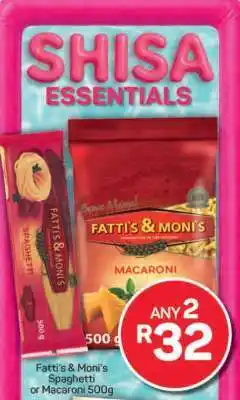 Pick n Pay Fatti's & Moni's Spaghetti or Macaroni 500g offer