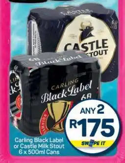 Pick n Pay Carling Black Label or Castle Milk Stout offer
