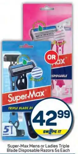 Pick n Pay Super-Max Mens or Ladies Triple Blade Disposable Razors 5s offer