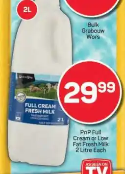 Pick n Pay PnP Full Cream or Low Fat Fresh Milk offer