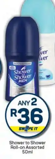 Pick n Pay Shower to Shower Roll On Assorted 50ml offer