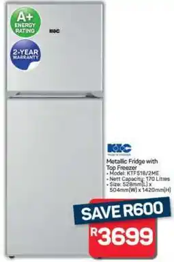 Pick n Pay Hypermarket Metallic Fridge with Top Freezer offer