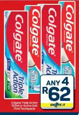 Pick n Pay Hypermarket Colgate Triple Action or Active Salt Toothpaste offer