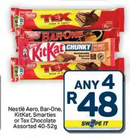Pick n Pay Hypermarket Nestlé Aero, Bar-One, KitKat, Smarties or Tex Chocolate offer