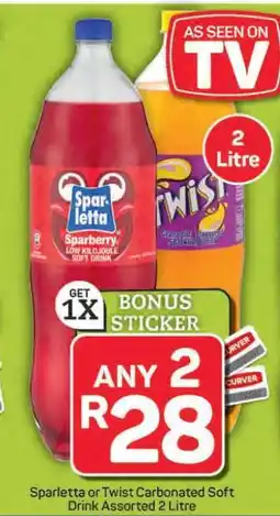 Pick n Pay Hypermarket Sparletta or Twist Carbonated Soft Drink Assorted offer