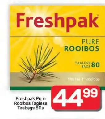 Pick n Pay Hypermarket Freshpak Pure Rooibos Tagless Teabags 80s offer
