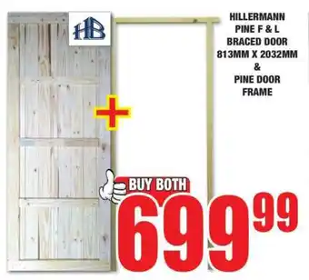 Boxer HILLERMANN PINE F & L BRACED DOOR 813MM X 2032MM & PINE DOOR FRAME offer