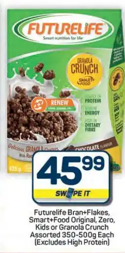 Pick n Pay Hypermarket Futurelife Bran+Flakes, Smart+Food Original, Zero, Kids or Granola Crunch offer