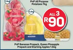 Pick n Pay PnP Bananas Prepack, Queen Pineapple Prepack and Starking Apples 1.5kg offer
